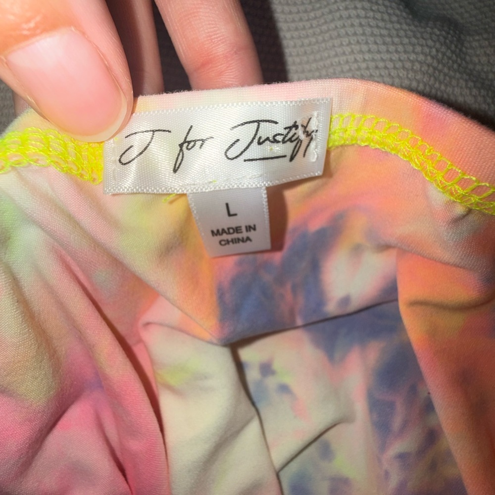 J for Justify Tie Dye Ruched Side Tie Crop‎ Top Large Y2K Festival - Picture 2 of 7